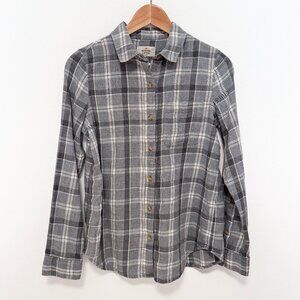 Marine Layer Gray Plaid Flannel Long Sleeve Button Front Shirt Size Small